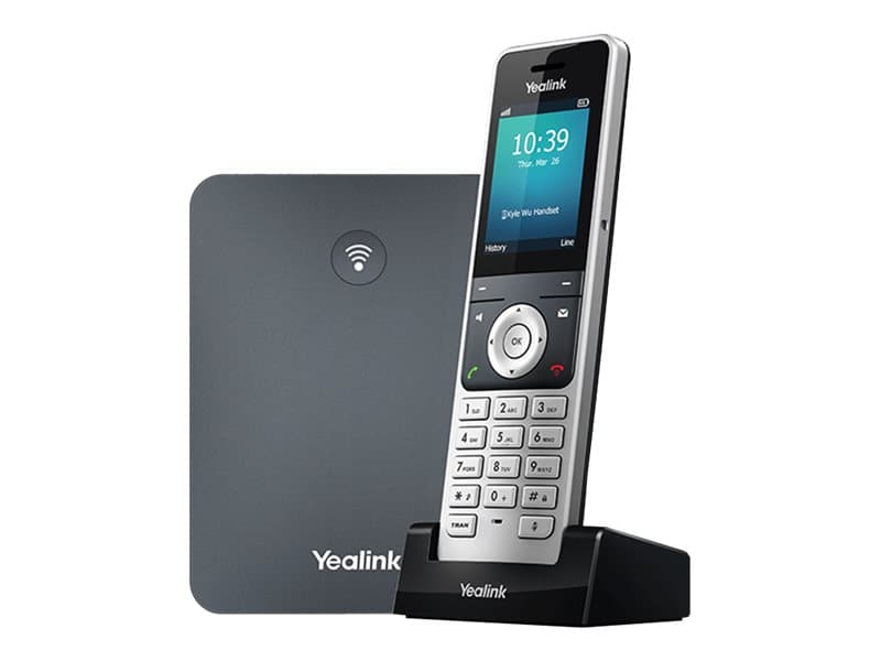 (BUNDLE: 1W70B base + 1 W56H handset) Yealink W76P - Cordless phone / VoIP phone with caller ID - 1900 MHz - DECT\\CAT-iq - 3-way call capability - SIP SIP v2 RTCP-XR VQ-RTCPXR - 10 lines - classic gray alabaster silver