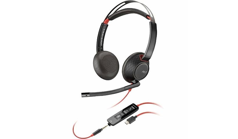 Poly Blackwire 5220 Stereo USB-C Headset +3.5mm Plug +USB-C/A Adapter